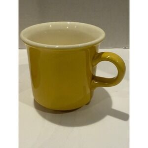 2 Vintage Small Yellow Coffee Mug USA Made MCM Preowned